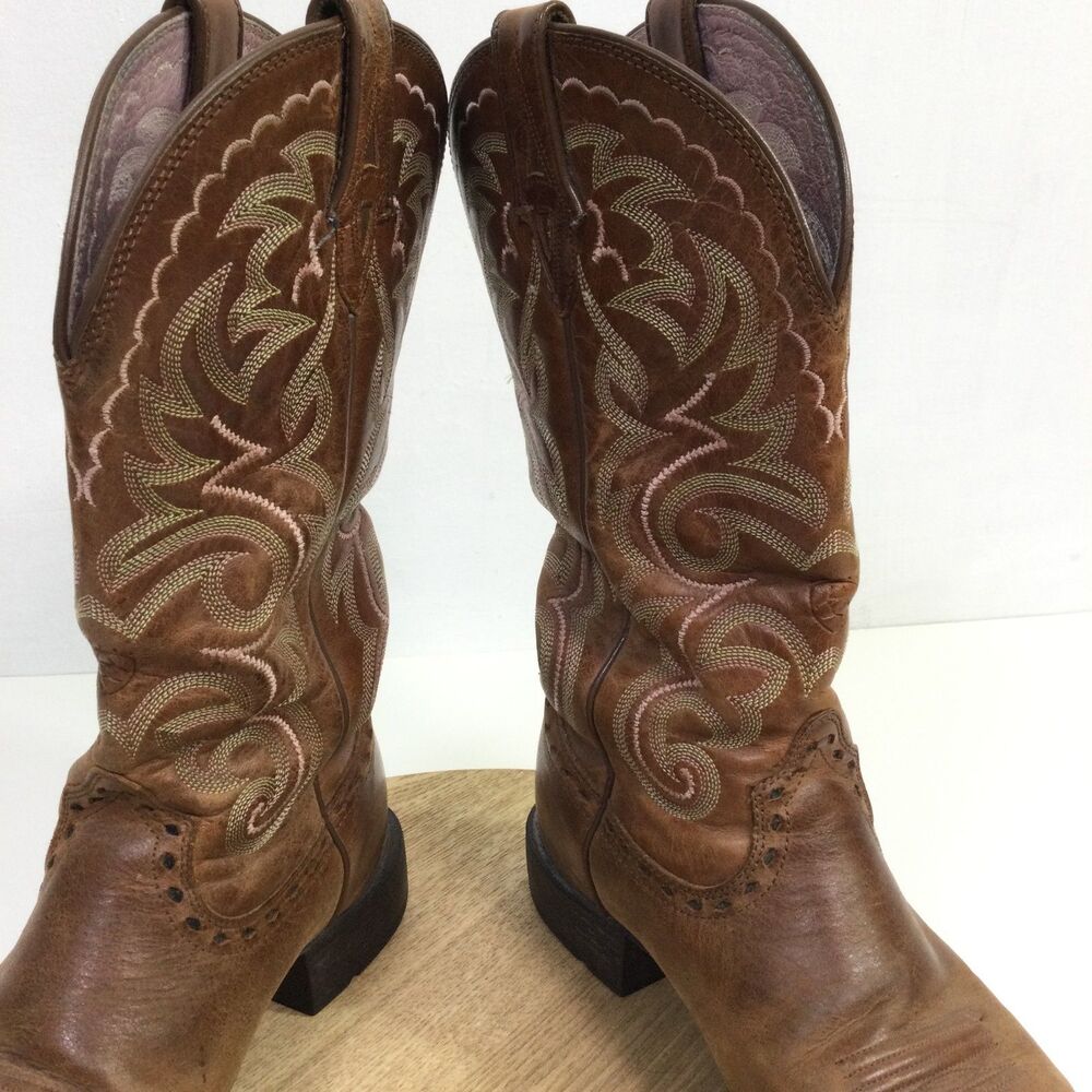 Ariat Womens Heritage Boots Leather Western Stitch Mid Calf Brown Size 7B - Picture 9 of 14